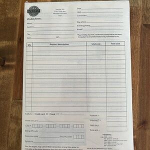 Scentsy White Order Form Pad